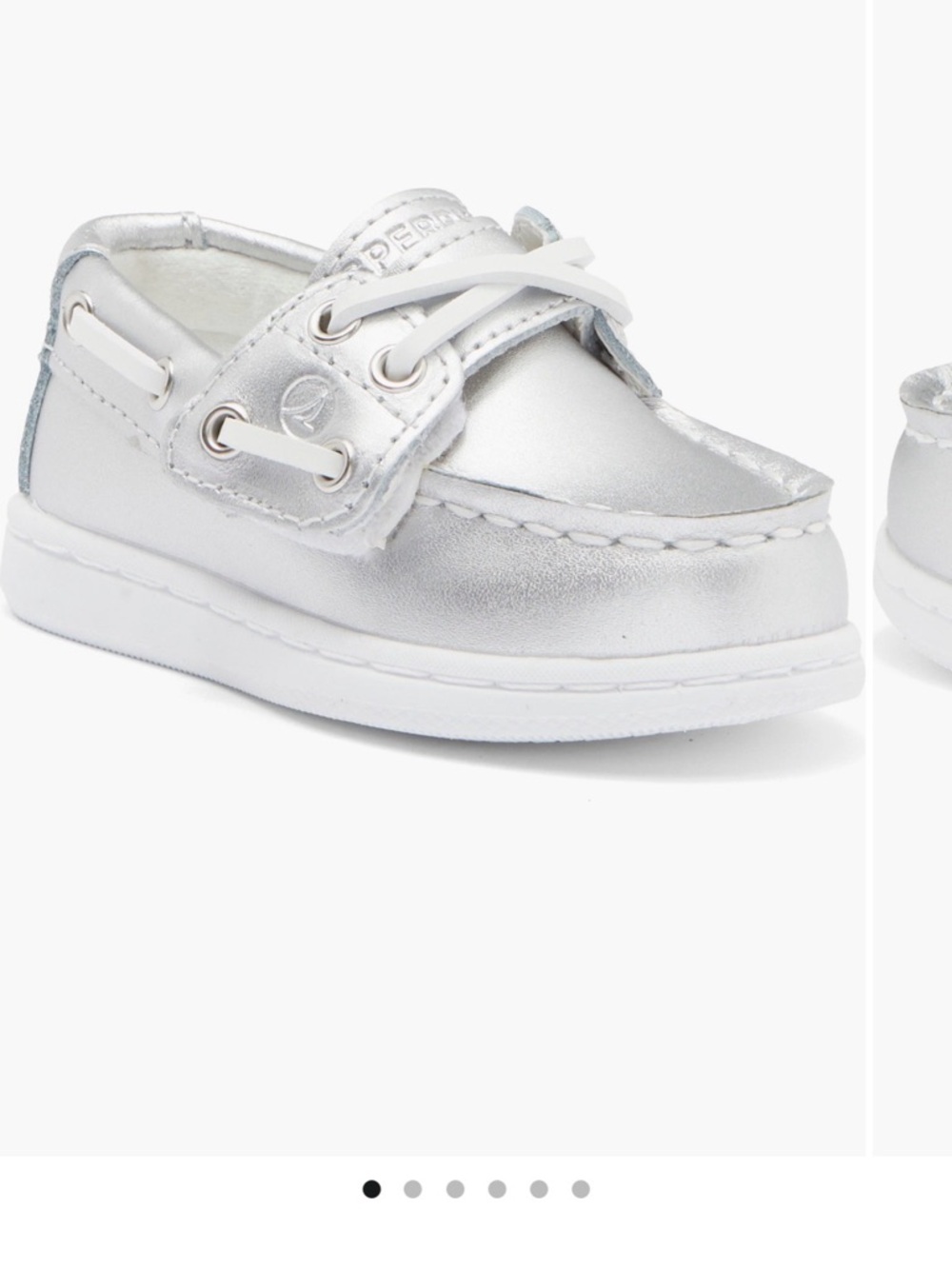 Sperry Kids Metallic Silver Moccasin Boat Shoe